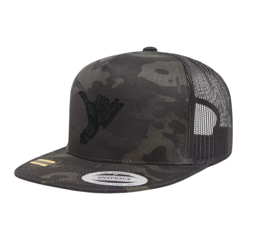 Black on Black Multi-Cam Flat Bill