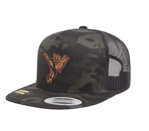 Black + Tan Multi-Cam Flat Bill